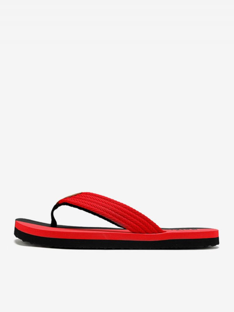 Sandales À Enfiler Cuir Pu Pour Hommes Semelle Eva - Noir Rouge