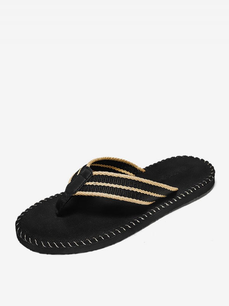 Sandales À Enfiler Cuir Pu Pour Hommes Semelle Eva - Noir