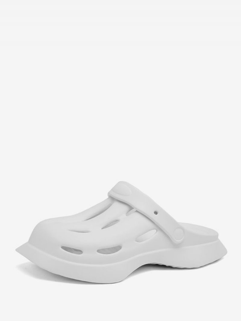 Sandales À Enfiler Cuir Pu Pour Hommes Semelle Eva - Blanc