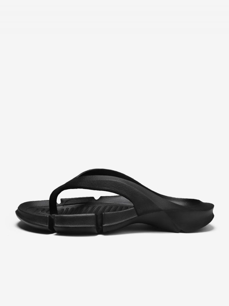 Sandales À Enfiler Cuir Pu Pour Hommes Semelle Eva - Noir