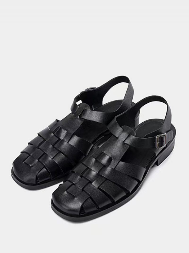 Sandales Pour Hommes Cuir Pu Avec Semelle Caoutchouc