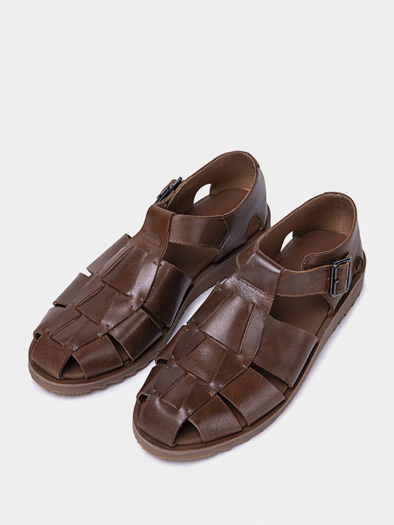 Sandales Pour Hommes Cuir Pu Avec Semelle Caoutchouc