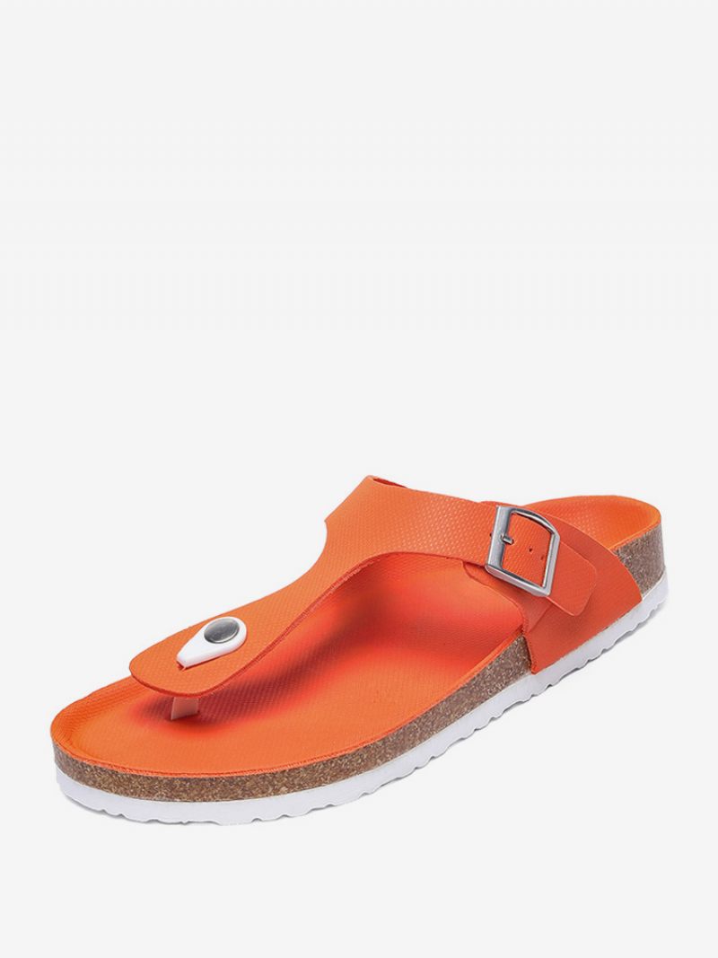 Sandales Pour Hommes À Enfiler Bloc Couleur Cuir Pu Semelle Fendue