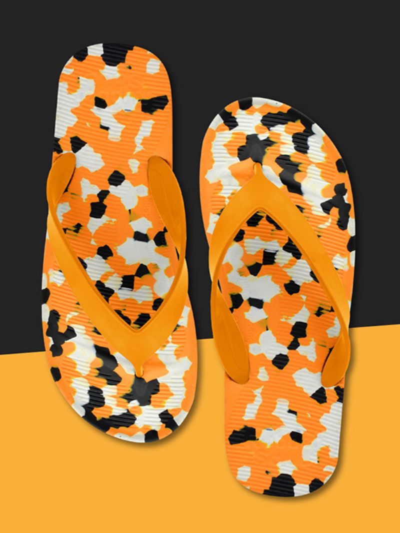 Sandales Pour Hommes Pantoufles Plates À Blocs Couleurs Enfiler - Jaune