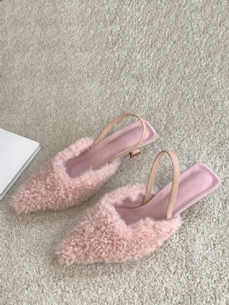 Femmes À Lacets Kitten Heel Polyester Mules Rose Clair