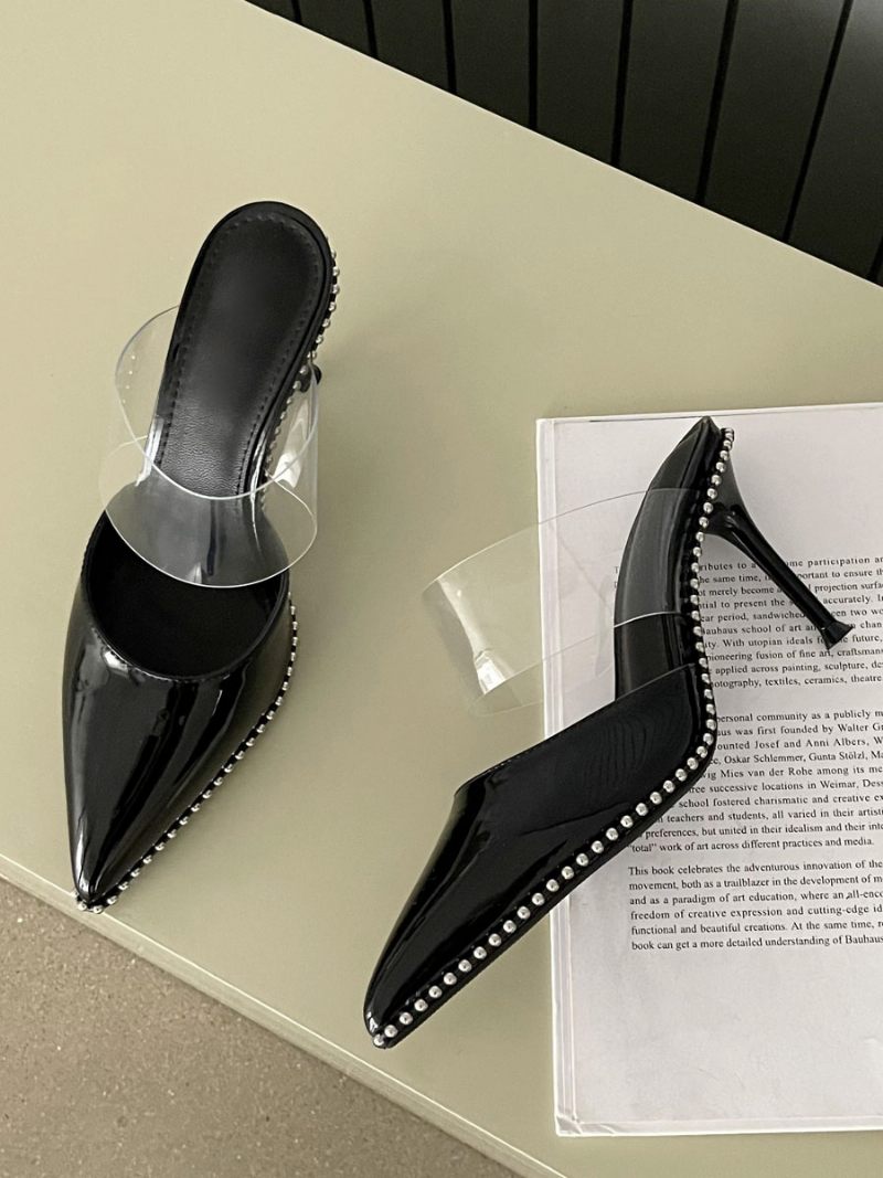 Mules Cloutées À Talons Aiguilles Pour Femmes - Noir