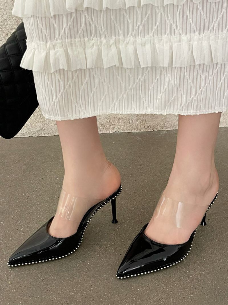 Mules Cloutées À Talons Aiguilles Pour Femmes - Noir