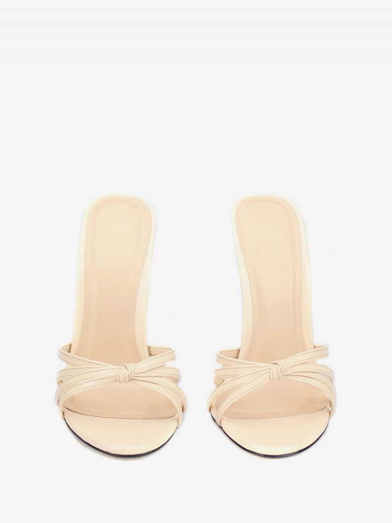 Mules À Talons Lanières Pour Femmes Noir - Beige