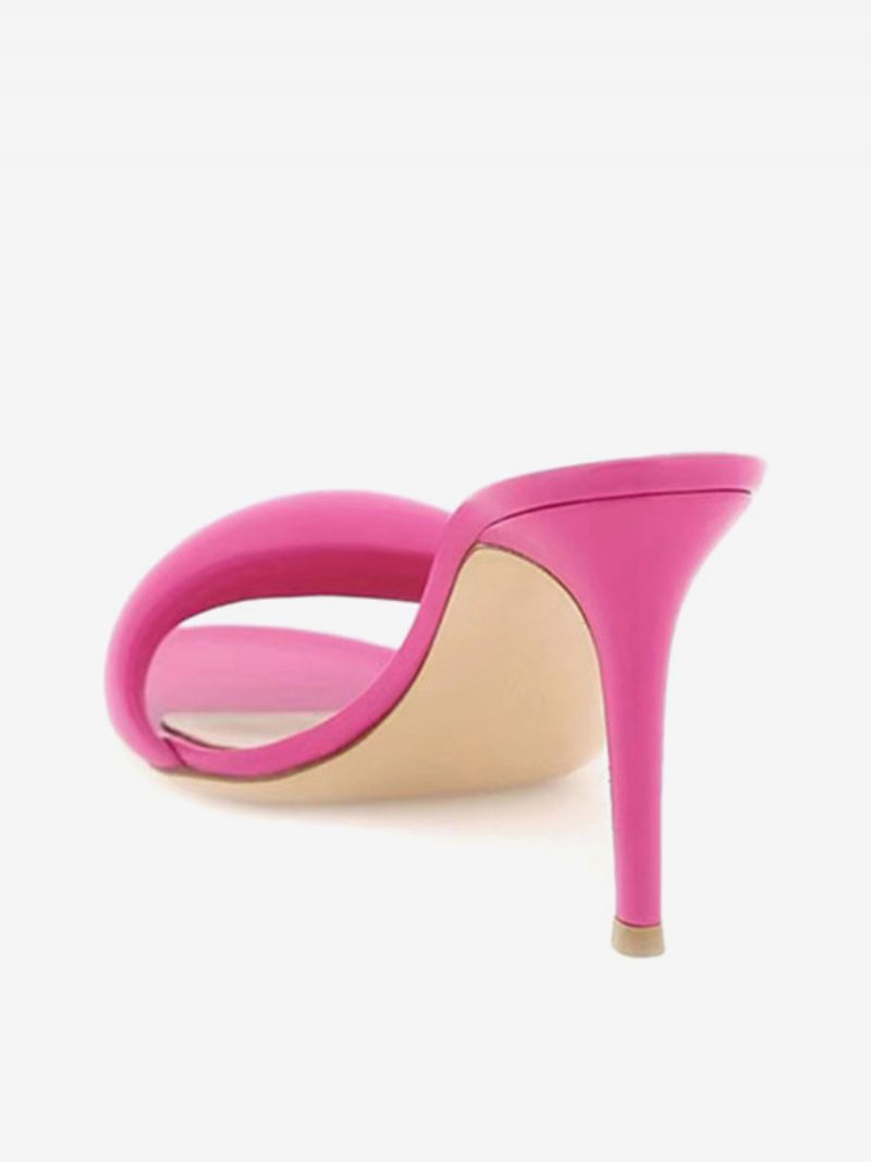 Sandales À Glissière Pour Femmes Pantoufles Métalliques Décontractées Bout Ouvert Et Talons Hauts - Rose