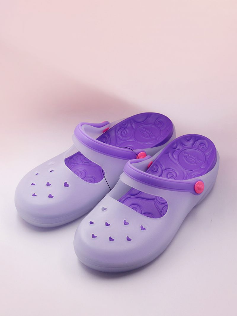 Sandales À Glissière Pour Femmes Pantoufles Roses Bicolores Bout Rond Découpées - Violet