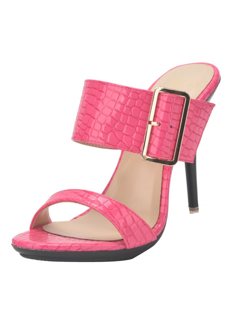 Talon Mule À Boucle Pour Femmes Imprimé Croco Noir - Rose