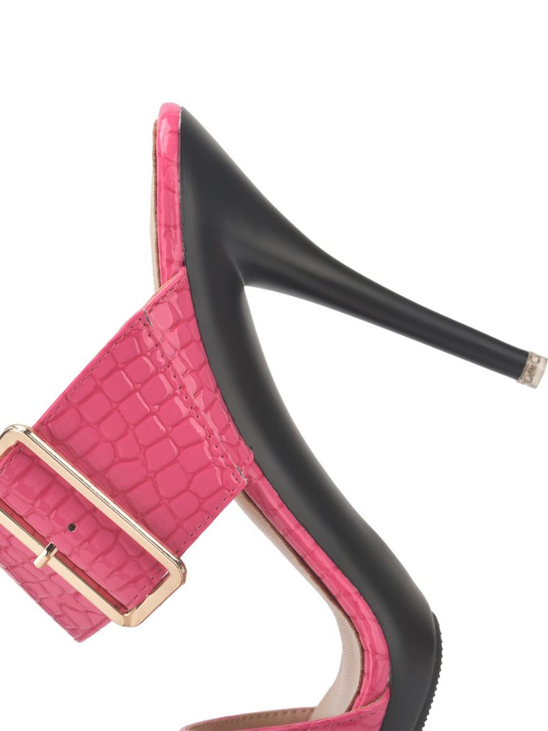 Talon Mule À Boucle Pour Femmes Imprimé Croco Noir - Rose