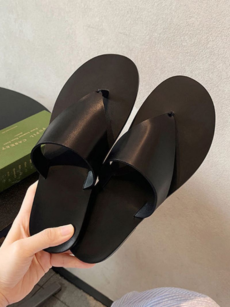 Tongs Plage Blanches Et Écrues Flip Fops Pour Femmes - Noir