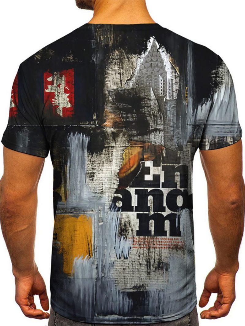 T-shirts Homme Chic Col Bijou Imprimé Manches Courtes - Gris Foncé