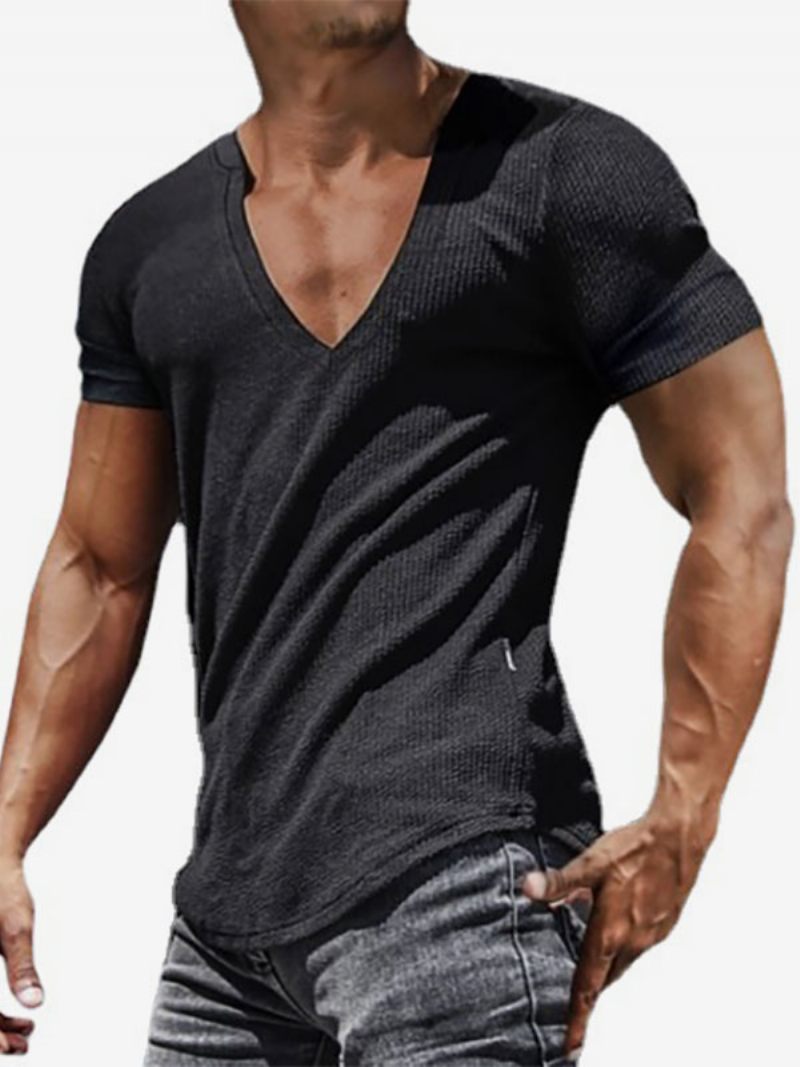 T-shirts Homme Chic Col V Manches Courtes - Noir