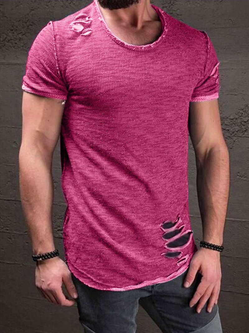 T-shirts Pour Hommes Casual Jewel Neck Manches Courtes