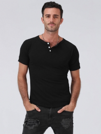 T-shirts Pour Hommes Casual Jewel Neck Manches Courtes