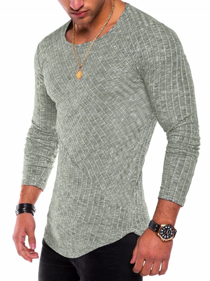 T-shirts Pour Hommes Casual Jewel Neck Manches Longues