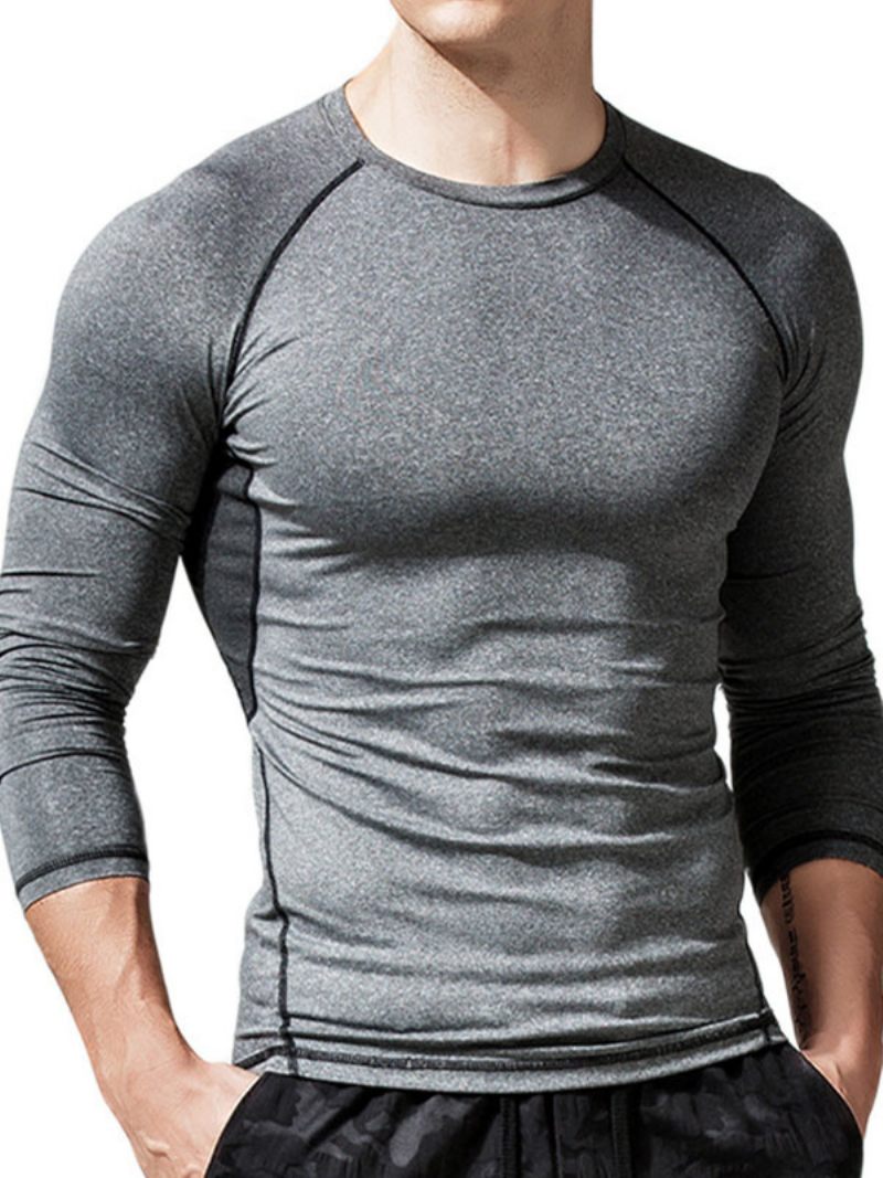 T-shirts Pour Hommes Casual Jewel Neck Manches Longues