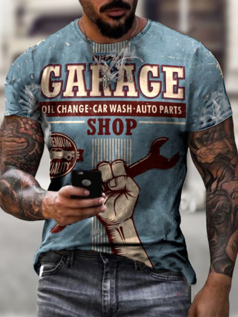 T-shirts Pour Hommes Col Bijou Classique Imprimé Manches Courtes