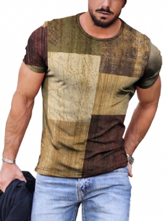 T-shirts Pour Hommes Décontracté Col Bijou Bloc Couleur Manches Courtes