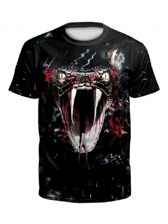 T-shirts Pour Hommes Effrayant Halloween Motif Serpent Bijou Cou Squelette Manches Courtes Chemisier